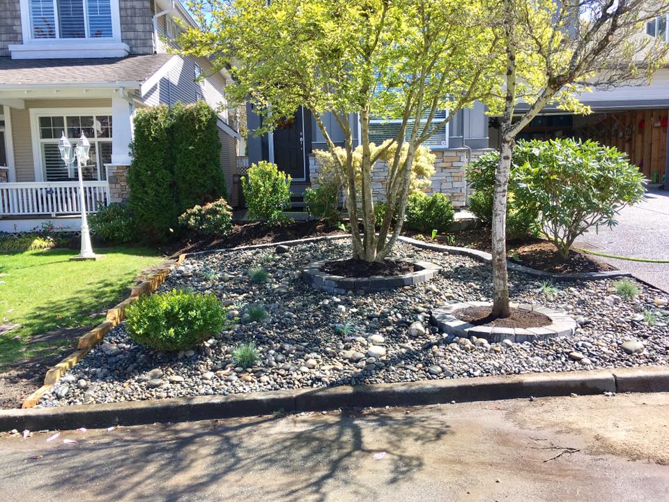 Landscape contractor water feature installation
